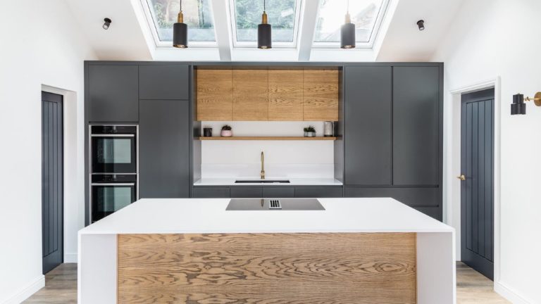 Contemporary Oak And Graphite Grey Kitchen 2