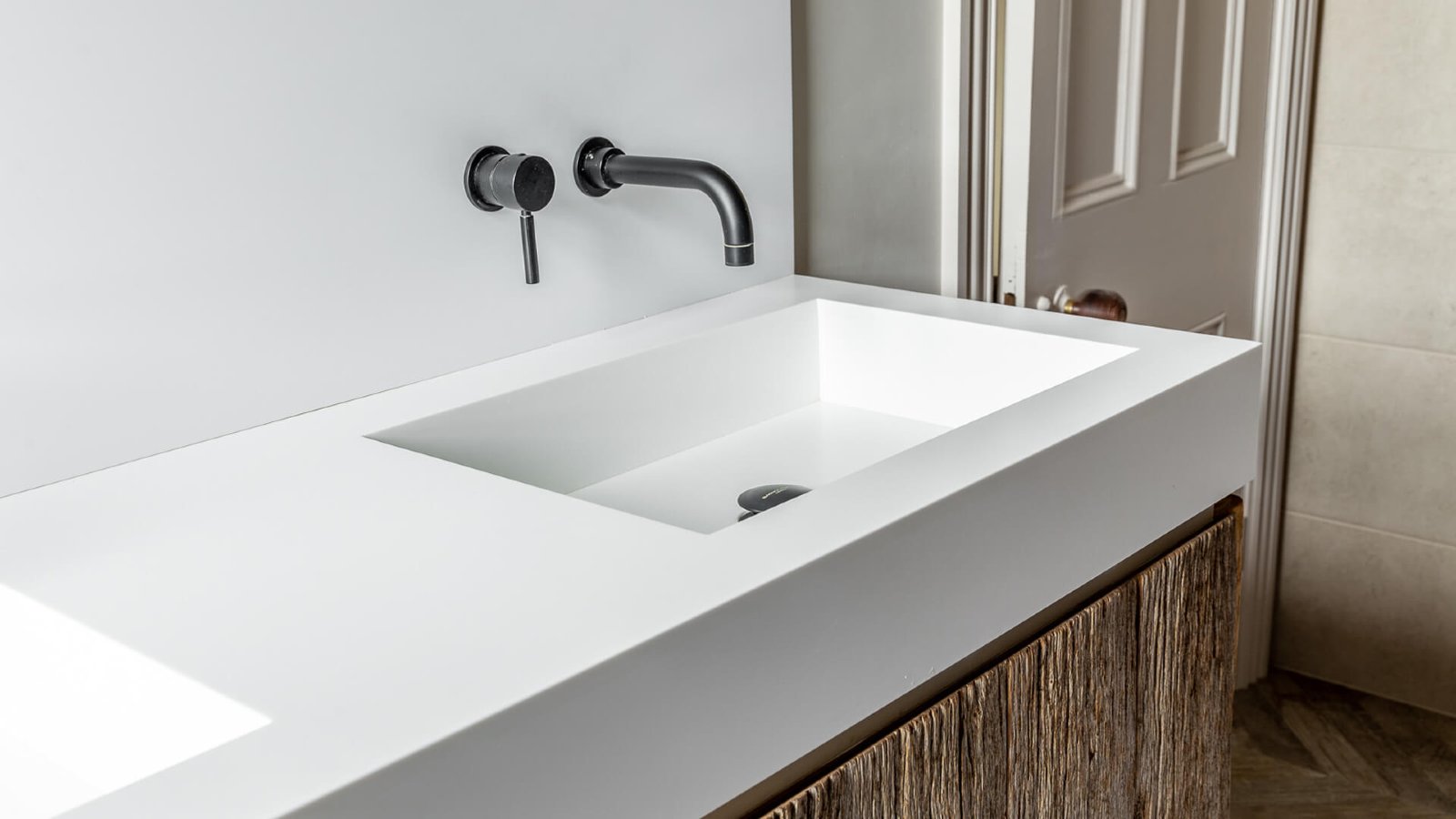 Bespoke Reclaimed Oak Wood Bathroom Sink Cabinet Unit - Born of Wood