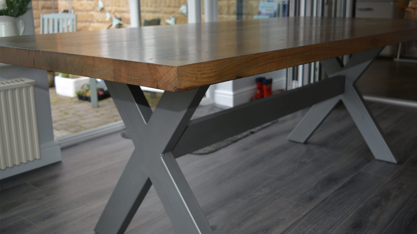 Hackney Reclaimed Oak and Steel Dining Table